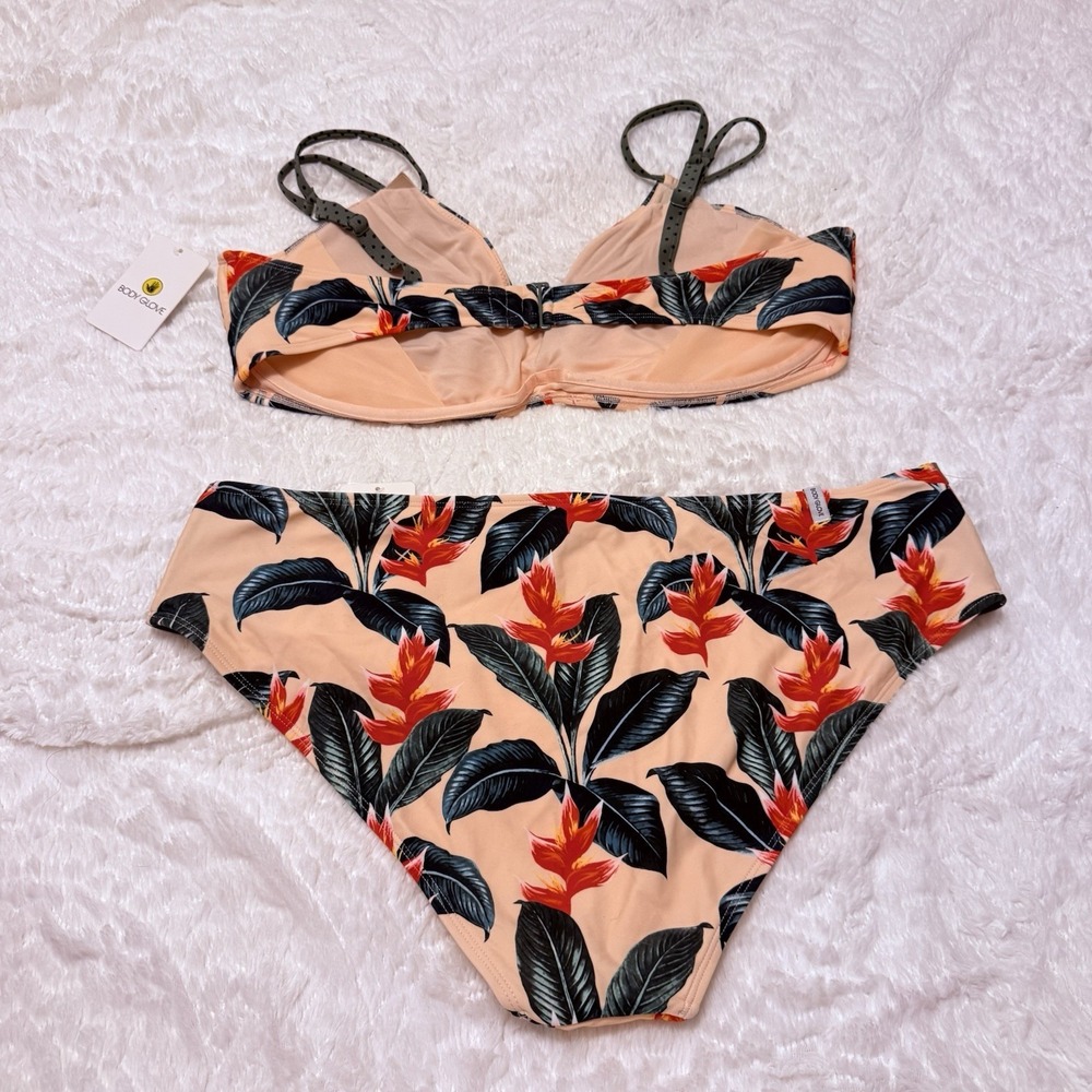 Body Glove Swimsuit Size 3X Floral Peach Two Piece Bikini Set New With Tag - Picture 2 of 9
